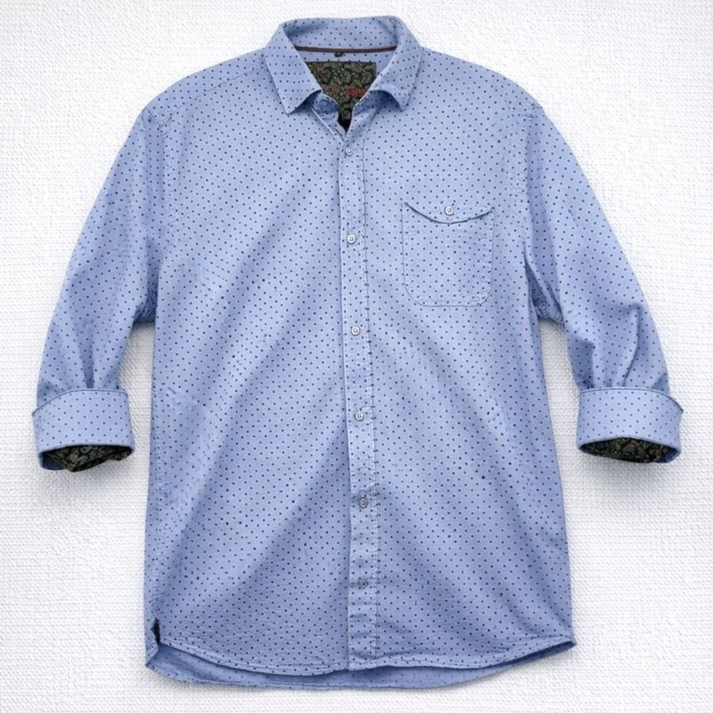 Visconti Men's  Light Blue Dobby Dot Button Down Shirt, Long Sleeve, Stylish‎